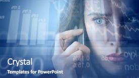  Presentation with stock exchange - Theme featuring money wall street - worried businesswoman making a phone background and a ocean colored foreground