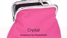  Presentation with open tomb - Presentation theme with money wallet - empty open purse isolated background and a coral colored foreground