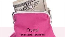  Presentation with dollar - Audience pleasing presentation design consisting of money wallet - purse with hundred dollar banknote backdrop and a coral colored foreground
