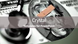  Presentation with stethascope - Theme enhanced with money with band-aid background and a gray colored foreground