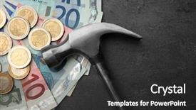  Presentation with money racker - Cool new PPT theme with money with hammer on grey backdrop and a  colored foreground