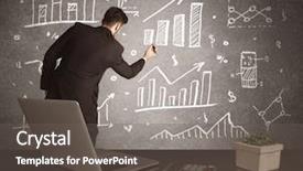  Presentation with pie chart - Slides having money workshop - young marketing office worker drawing background and a gray colored foreground