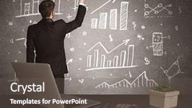  Presentation with pie chart - Slides featuring money workshop - young marketing office worker drawing background and a gray colored foreground