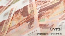  Presentation with economics macro - Beautiful PPT theme featuring moneywise - 5000 rubles macro background backdrop and a  colored foreground