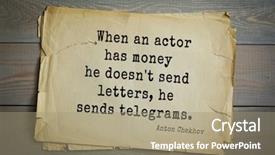  Presentation with actor - Cool new slide set with moneywise wise - top-50 the great russian writer backdrop and a coral colored foreground