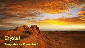  Presentation with desert - Cool new presentation theme with mongolia - gobi desert at sunrise backdrop and a tawny brown colored foreground