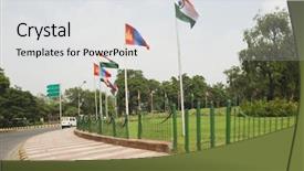  Presentation with new delhi - PPT theme consisting of mongolian and indian flags background and a light gray colored foreground