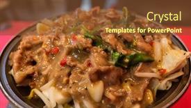  Presentation with mongolian - Presentation having mongolian-barbecue-on-a-hot background and a tawny brown colored foreground