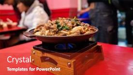  Presentation with mongolian - Presentation design with mongolian-barbecue-on-a-hot background and a crimson colored foreground