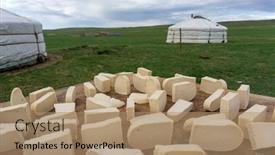  Presentation with milk product - Amazing slides having mongolian-dairy-product-aaruul backdrop and a coral colored foreground