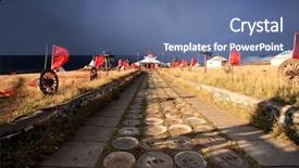  Presentation with rural road - Colorful theme enhanced with mongolian flag - road in middle of rural backdrop and a ocean colored foreground