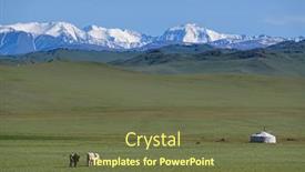  Presentation with mongolia - Theme having mongolian-landscape-with-mountain-steppe background and a tawny brown colored foreground