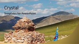  Presentation with mongolian flag - Cool new theme with mongolian landscape backdrop and a light blue colored foreground