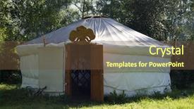  Presentation with mongolia - Cool new PPT theme with pongol - mongolian yurt on grassy steppe backdrop and a tawny brown colored foreground