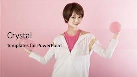  Presentation with defense sports science - Slides consisting of gymnast china - beautiful sports woman background and a  colored foreground