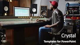  Presentation with tape recording studio - Cool new presentation theme with monitor and soundboard in studio backdrop and a wine colored foreground