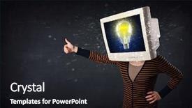  Presentation with face head in anatomy - Amazing slide deck having monitor box on her head backdrop and a dark gray colored foreground