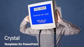  Presentation with head - Theme having monitor head and fatal error background and a ocean colored foreground