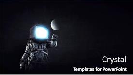  Presentation with astronaut - Audience pleasing PPT layouts consisting of monitor headed astronaut mixed media backdrop and a black colored foreground