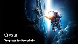  Presentation with astronaut - Presentation theme with monitor headed astronaut mixed media background and a black colored foreground