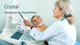  Presentation with medical ultrasound - PPT theme consisting of monitor medical - doctor is using ultrasound machine background and a sky blue colored foreground