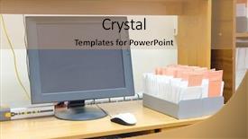  Presentation with index card - Presentation having monitor near the card index background and a coral colored foreground