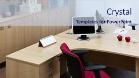  Presentation with furniture - PPT layouts having monitor on a desk background and a sky blue colored foreground