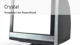  Presentation with monitor stakeholder - Cool new slides with monitor on a white background backdrop and a  colored foreground