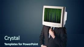  Presentation with business and human rights - Slide set consisting of monitor screen and computer code background and a navy blue colored foreground