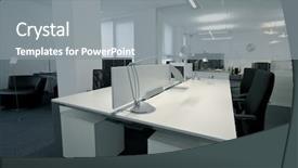  Presentation with modern reflective office buildings - Audience pleasing PPT layouts consisting of monitor wall - modern office interior photo backdrop and a gray colored foreground