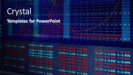  Presentation with stock trading - Presentation theme with monitor with stock data closeup financial trading concept background and a navy blue colored foreground