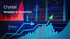  Presentation with stock trading - PPT theme featuring news ticker - monitor with stock data closeup background and a navy blue colored foreground