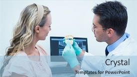  Presentation with dentist - PPT layouts featuring monitor x ray - side view of male dentist background and a light blue colored foreground