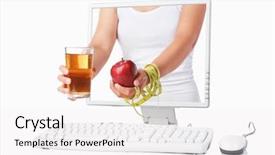  Presentation with red apple tree - Colorful PPT layouts enhanced with monitoring food - female hand holding red apple backdrop and a  colored foreground