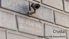  Presentation with security camera monitoring - PPT theme featuring monitoring home security control data background and a light gray colored foreground