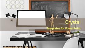  Presentation with monitor computer - Colorful slides enhanced with monitoring others - desktop with computer monitor backdrop and a violet colored foreground