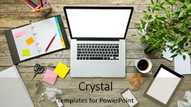  Presentation with monitoring - Audience pleasing presentation consisting of monitoring others - laptop with other modern electonic backdrop and a coral colored foreground