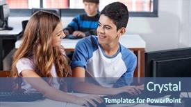  Presentation with teenage - Beautiful slide set featuring customer crm management analysis service backdrop and a gray colored foreground