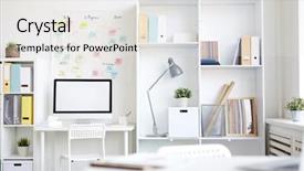  Presentation with computer network design - Presentation theme having monitoring others - workplace of modern manager background and a white colored foreground