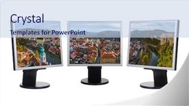  Presentation with czech republic - Slide deck enhanced with monitors - isolated on white background background and a light blue colored foreground