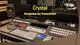  Presentation with recording studio mixing console - Colorful PPT layouts enhanced with monitors at sound recording studio backdrop and a wine colored foreground
