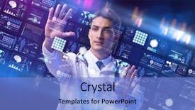  Presentation with telemedicine - Presentation theme having monitors tomography - concept of telemedicine with male background and a light blue colored foreground