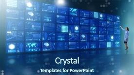  Presentation with telemedicine - Presentation theme having monitors tomography - doctor in telemedicine concept pressing background and a ocean colored foreground