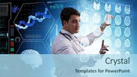  Presentation with mri - PPT theme enhanced with monitors tomography - male doctor studing x-ray image background and a light blue colored foreground