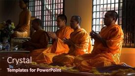  Presentation with prayers - Audience pleasing presentation theme consisting of monk-in-prayers backdrop and a wine colored foreground