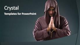  Presentation with religious - Amazing PPT theme having monk in religious concept backdrop and a tawny brown colored foreground