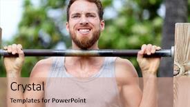  Presentation with crossfit - Beautiful PPT theme featuring monkey bars at outdoor gym backdrop and a coral colored foreground