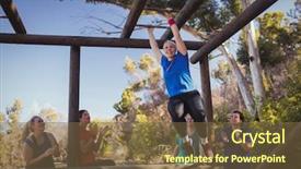  Presentation with obstacle course - Cool new presentation theme with monkey bars during obstacle course backdrop and a  colored foreground