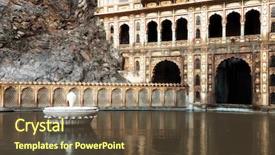  Presentation with india temple - Beautiful PPT theme featuring monkey temple galwar bagh in jaipur india backdrop and a tawny brown colored foreground
