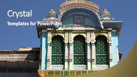  Presentation with india temple - Slides with monkey temple galwar bagh in jaipur india background and a ocean colored foreground